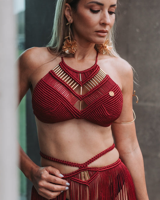 Conjunto Top con Hombreras y Falda